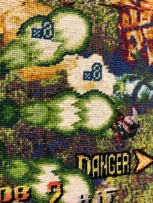 Embroidered art inspired by video games by Per Fhager